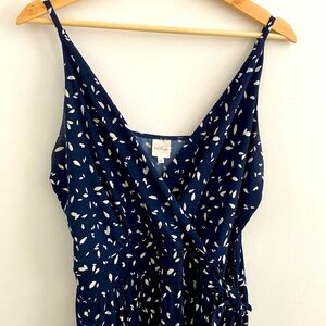 Kaileigh Navy and White Patterned Jumpsuit